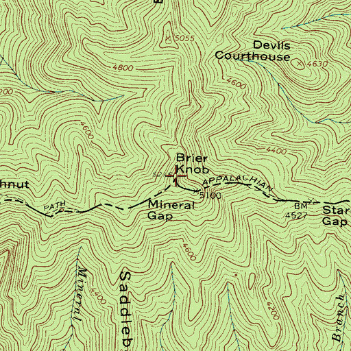 Topographic Map of Brier Knob, TN