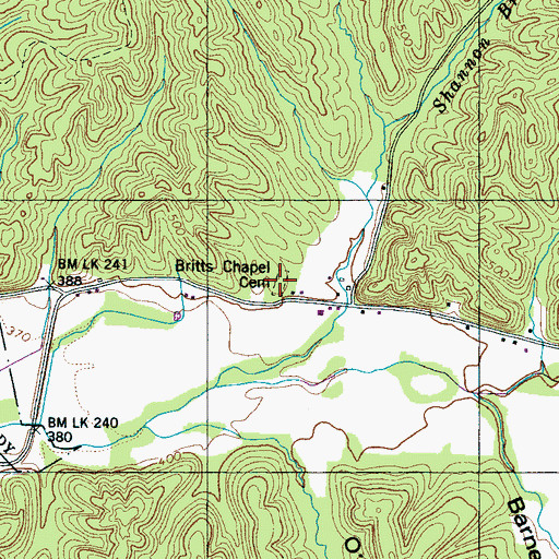 Topographic Map of Britts Chapel Cemetery, TN