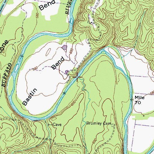 Topographic Map of Bromley Branch, TN