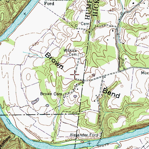 Topographic Map of Brown Bend, TN