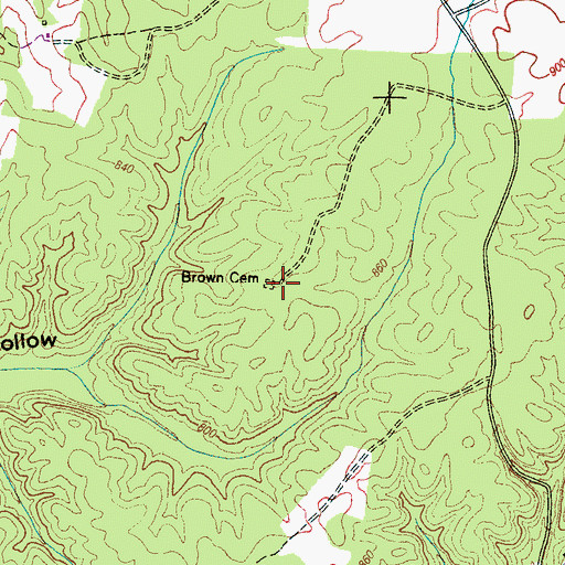 Topographic Map of Brown Cemetery, TN
