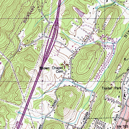 Topographic Map of Brown Chapel Cemetery, TN