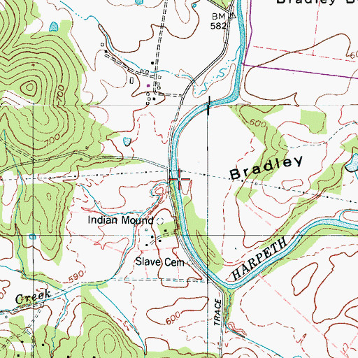 Topographic Map of Brown Creek, TN