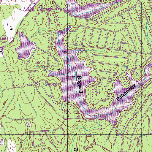 Topographic Map of Brown Creek Lake, TN