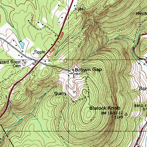 Topographic Map of Brown Gap, TN