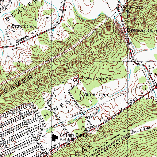 Topographic Map of Brown Gap Church, TN