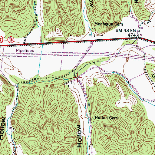 Topographic Map of Brown Hollow, TN