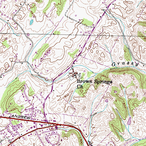 Topographic Map of Brown Springs Church, TN