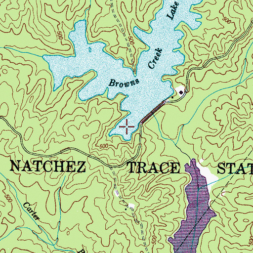 Topographic Map of Browns Creek Lake, TN