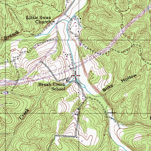 Topographic Map of Brush Creek, TN