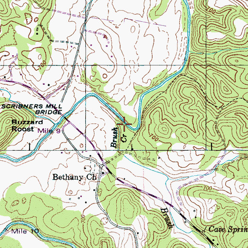 Topographic Map of Brush Creek, TN