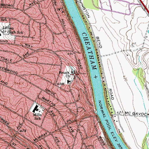 Topographic Map of Brush Hill Church, TN