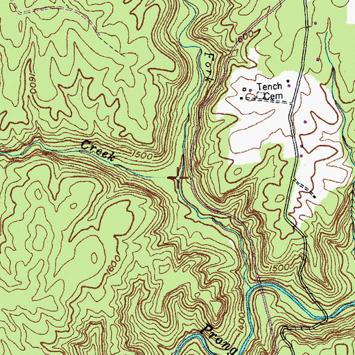 Topographic Map of Brushy Fork, TN