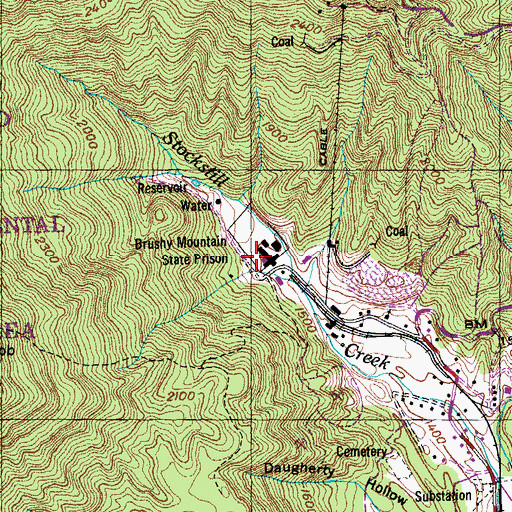 Topographic Map of Brushy Mountain State Prison, TN