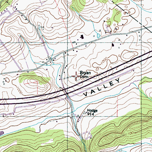 Topographic Map of Bryan Cemetery, TN