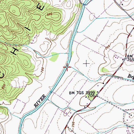 Topographic Map of Bryant Branch, TN