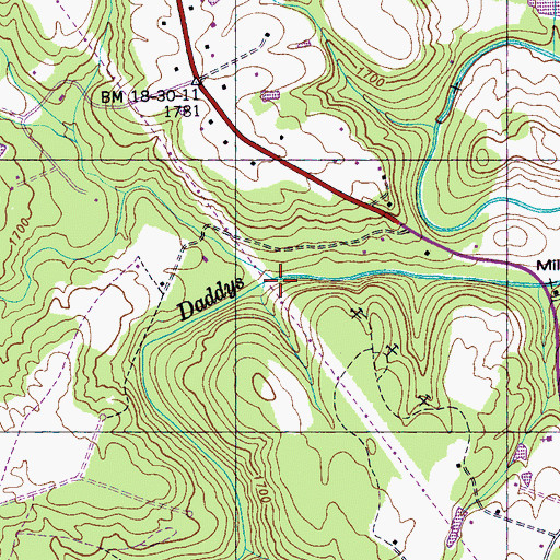 Topographic Map of Buck Creek, TN
