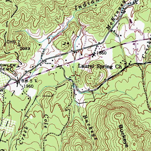 Topographic Map of Buckeye Creek, TN