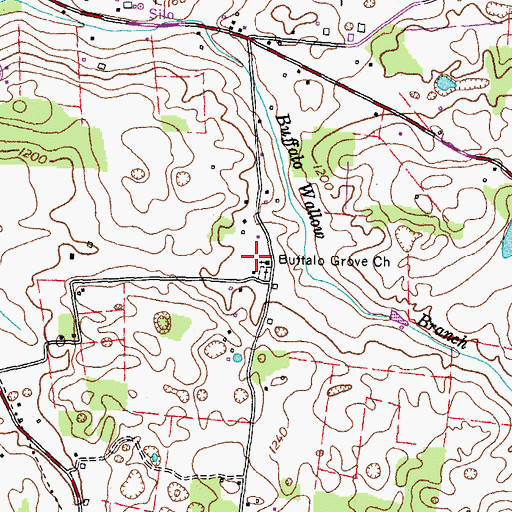 Topographic Map of Buffalo Grove Church, TN