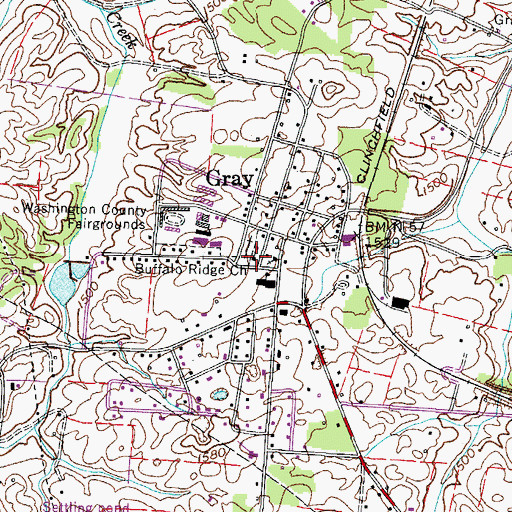 Topographic Map of Buffalo Ridge Church, TN