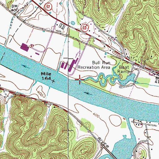 Topographic Map of Bull Run, TN