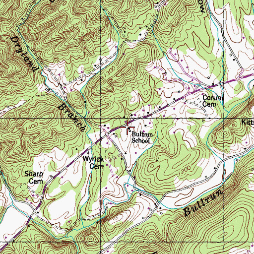 Topographic Map of Bullrun School, TN