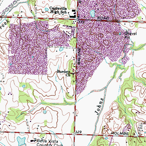 Topographic Map of Burdett Church, TN
