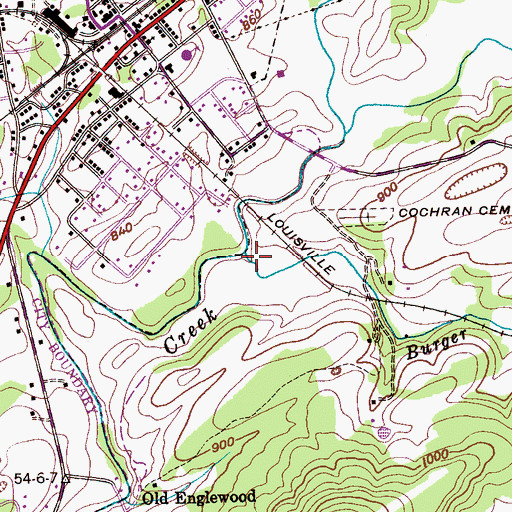 Topographic Map of Burger Branch, TN