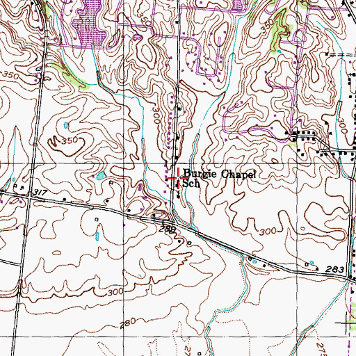 Topographic Map of Burgie Chapel School, TN