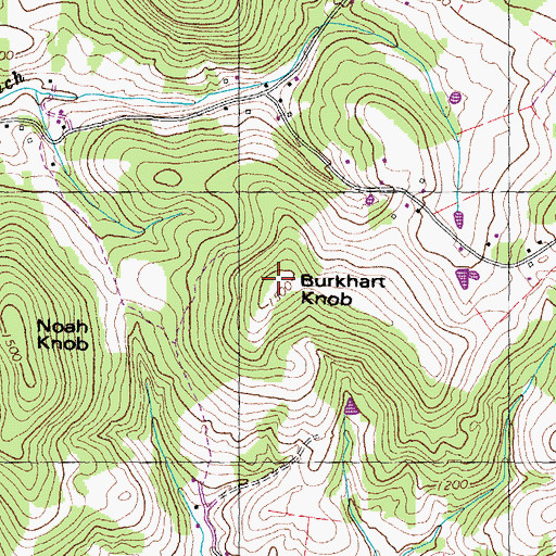 Topographic Map of Burkhart Knob, TN