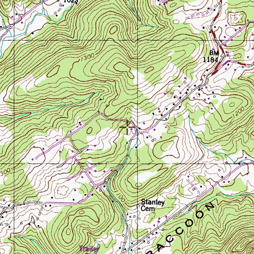 Topographic Map of Burkhart School, TN