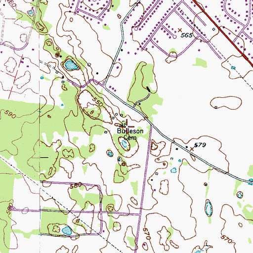 Topographic Map of Burleson Cemetery, TN