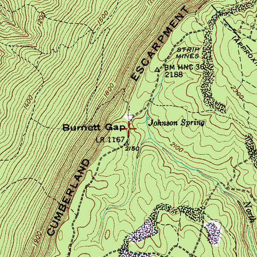 Topographic Map of Burnett Gap, TN