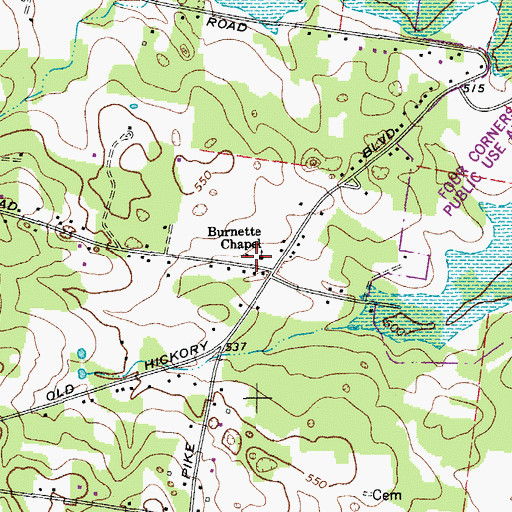 Topographic Map of Burnette Chapel, TN