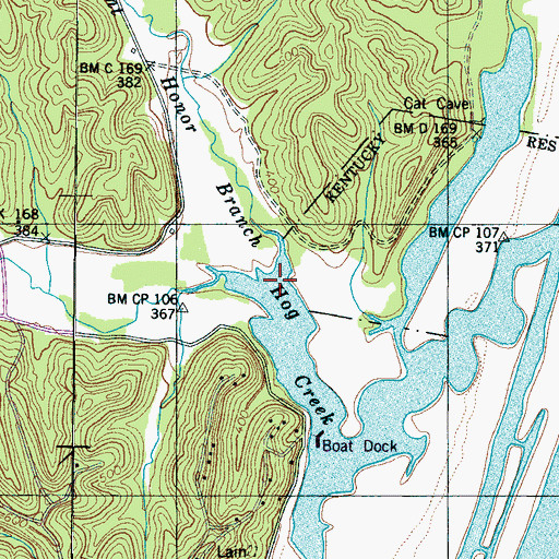 Topographic Map of Burnt Honor Branch, TN