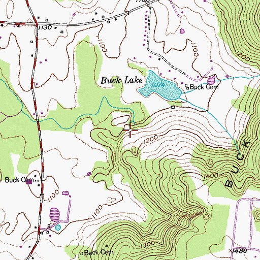 Topographic Map of Burtons Branch, TN