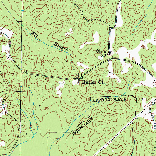 Topographic Map of Butler Church, TN