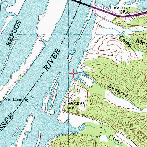 Topographic Map of Buzzard Branch, TN