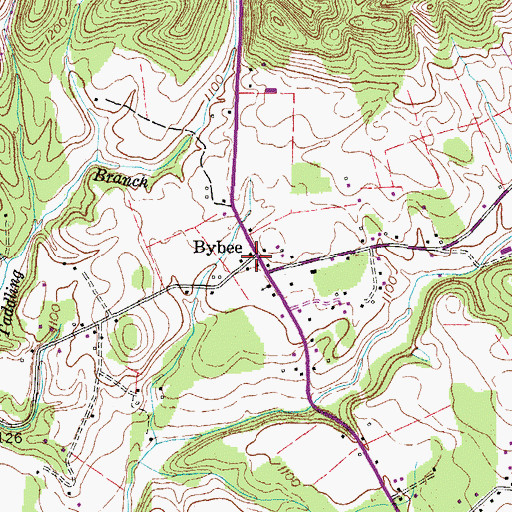 Topographic Map of Bybee, TN