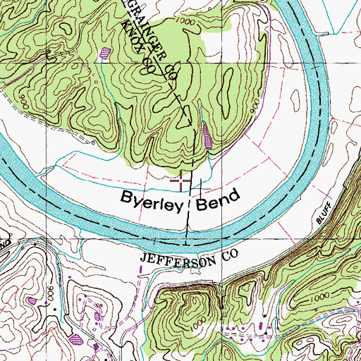 Topographic Map of Byerley Bend, TN