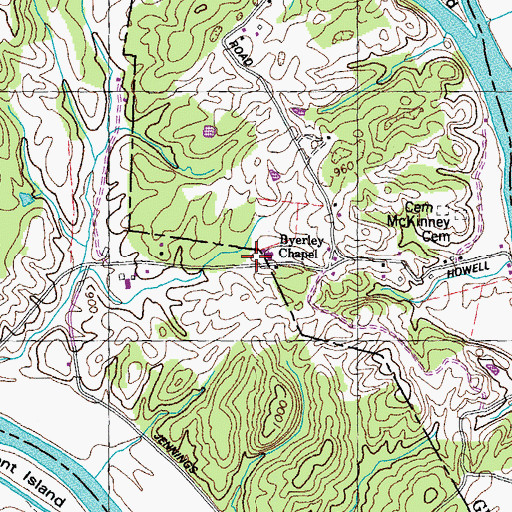 Topographic Map of Byerley Chapel, TN