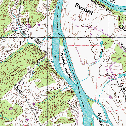 Topographic Map of Byerley Island, TN