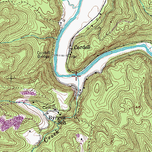 Topographic Map of Byrges Creek, TN