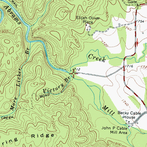 Topographic Map of Cades Cove, TN