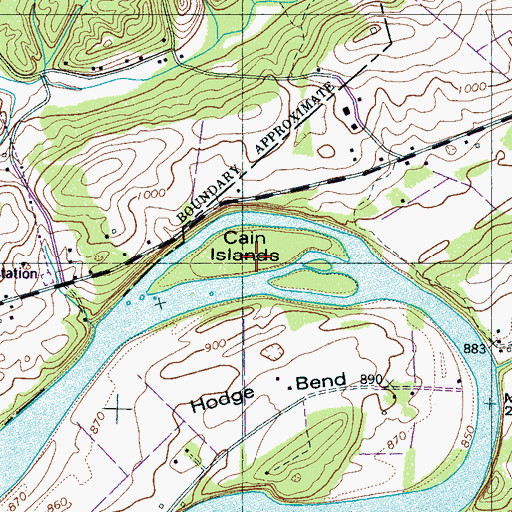 Topographic Map of Cain Islands, TN
