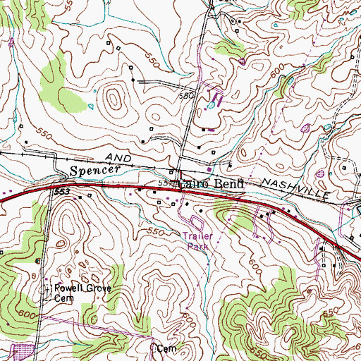 Topographic Map of Cairo Bend, TN