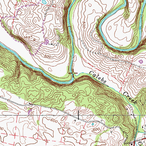Topographic Map of Calebs Creek, TN