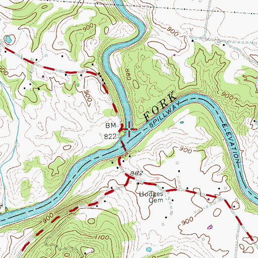 Topographic Map of Calfkiller River, TN