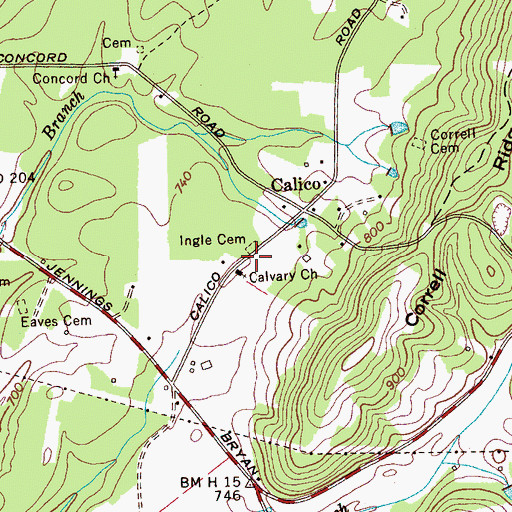 Topographic Map of Calvary Church, TN