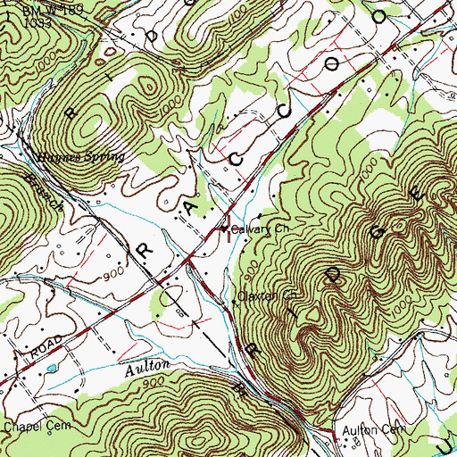 Topographic Map of Calvary Church, TN